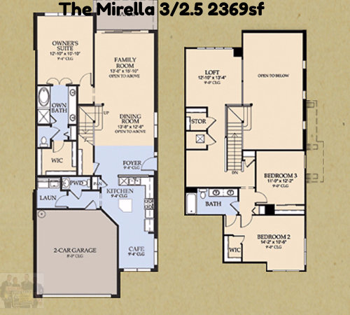 The Mirella 3/2.5 2369sf Vizcaya Floorplan
